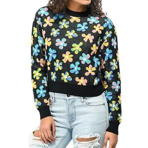 aLaB Floral Crop Sweater Medium